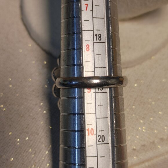 Whiting Davis Vintage Signed Silvertone Ring Size 8 Hematite Stone Oval Design - Picture 3 of 10